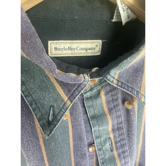 color blocked stripes two tone bugle boy button up size large 90's hipster dad - Picture 6 of 10